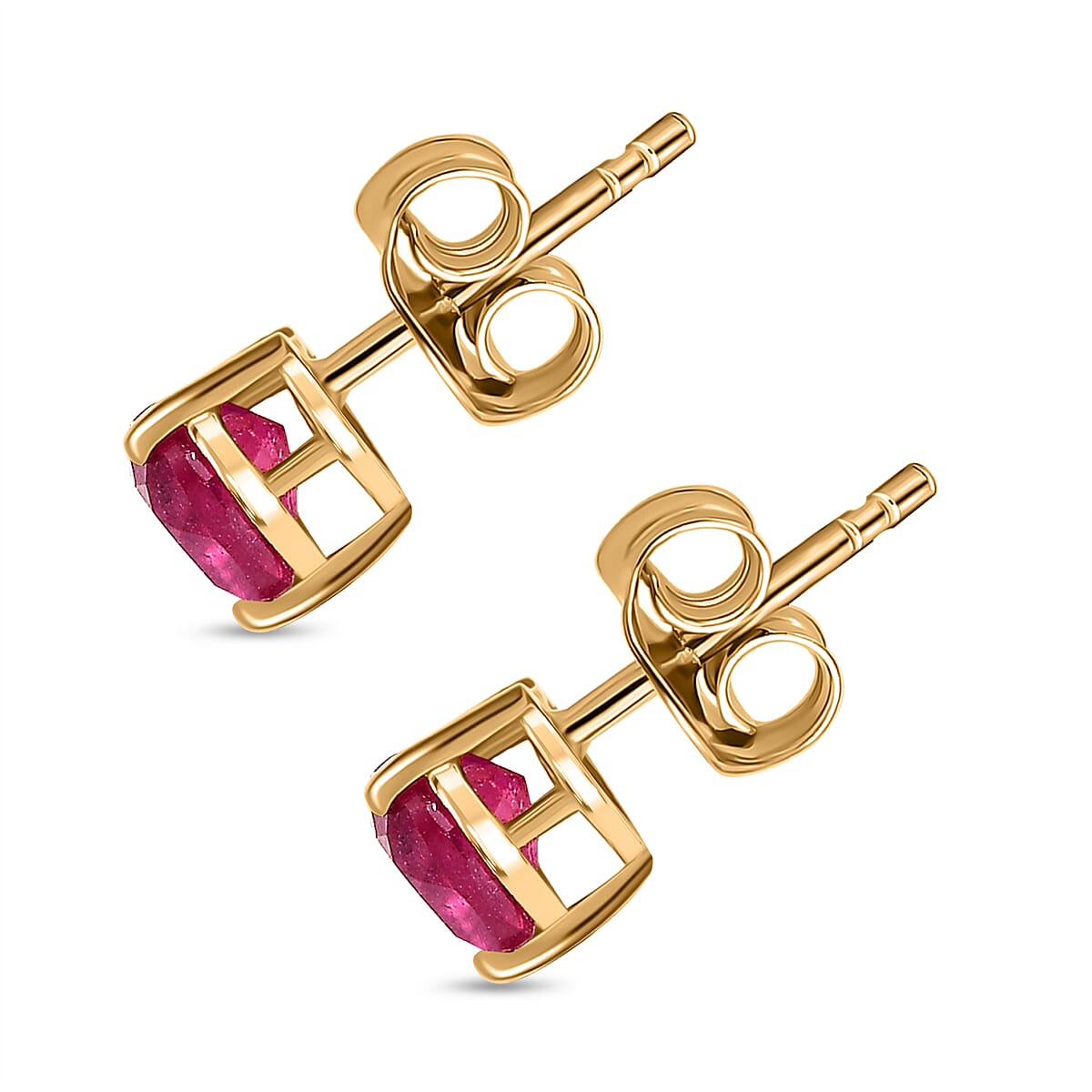 Valentines Special THE HEART OF AFRICA -  Ruby Heart Earrings in 18K Vermeil Yellow Gold Plated Sterling Silver 1.50 Ct.