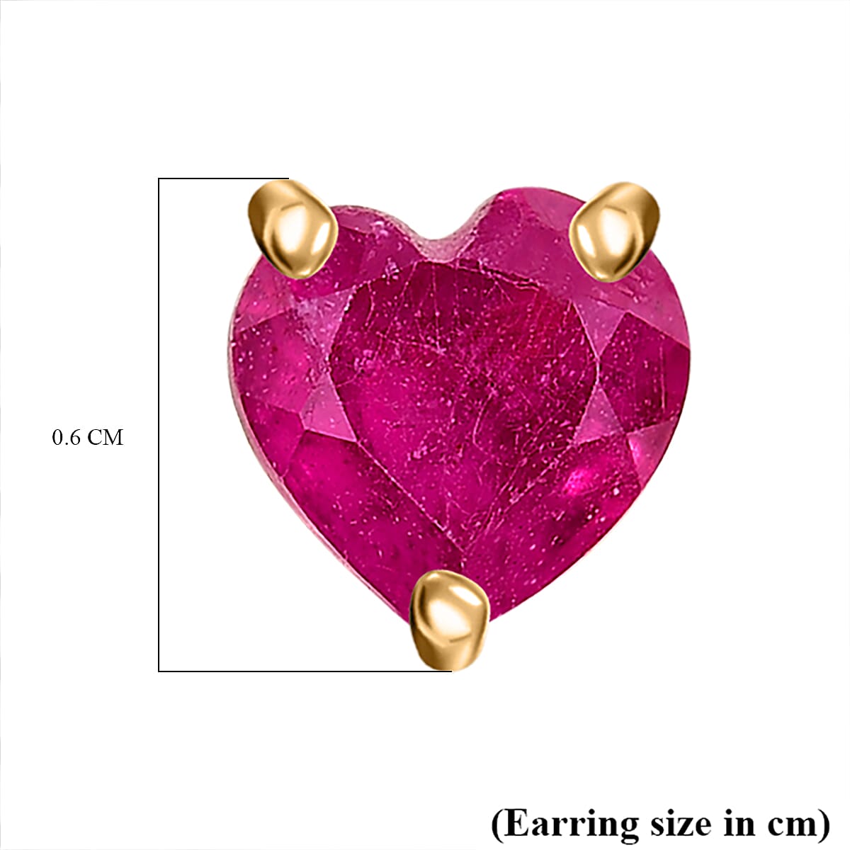 Valentines Special THE HEART OF AFRICA -  Ruby Heart Earrings in 18K Vermeil Yellow Gold Plated Sterling Silver 1.50 Ct.