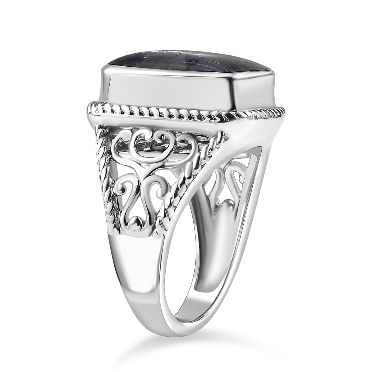 Tanzanite Matrix Solitaire Ring in White Tone 8.00 Ct.