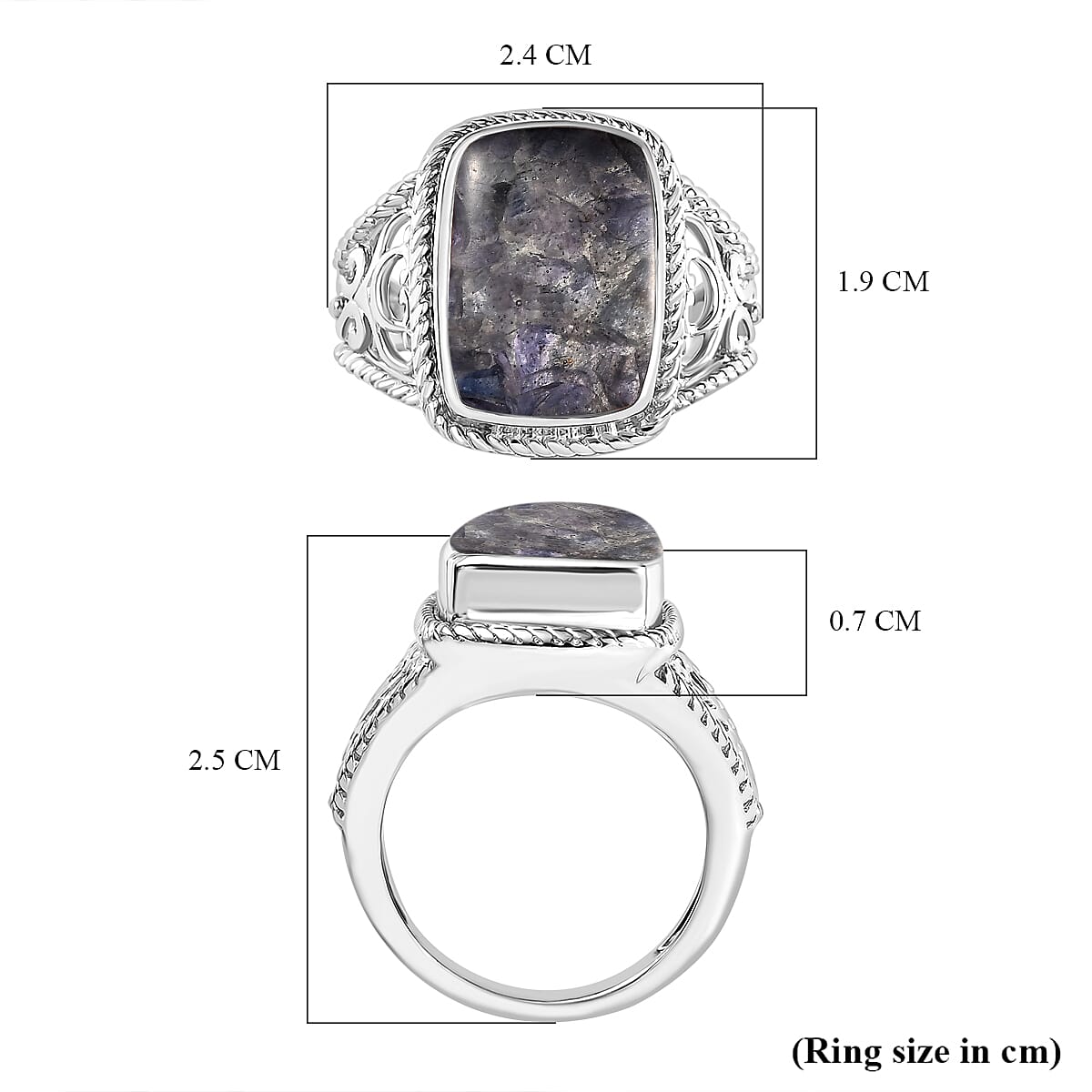 Tanzanite Matrix Solitaire Ring in White Tone 8.00 Ct.