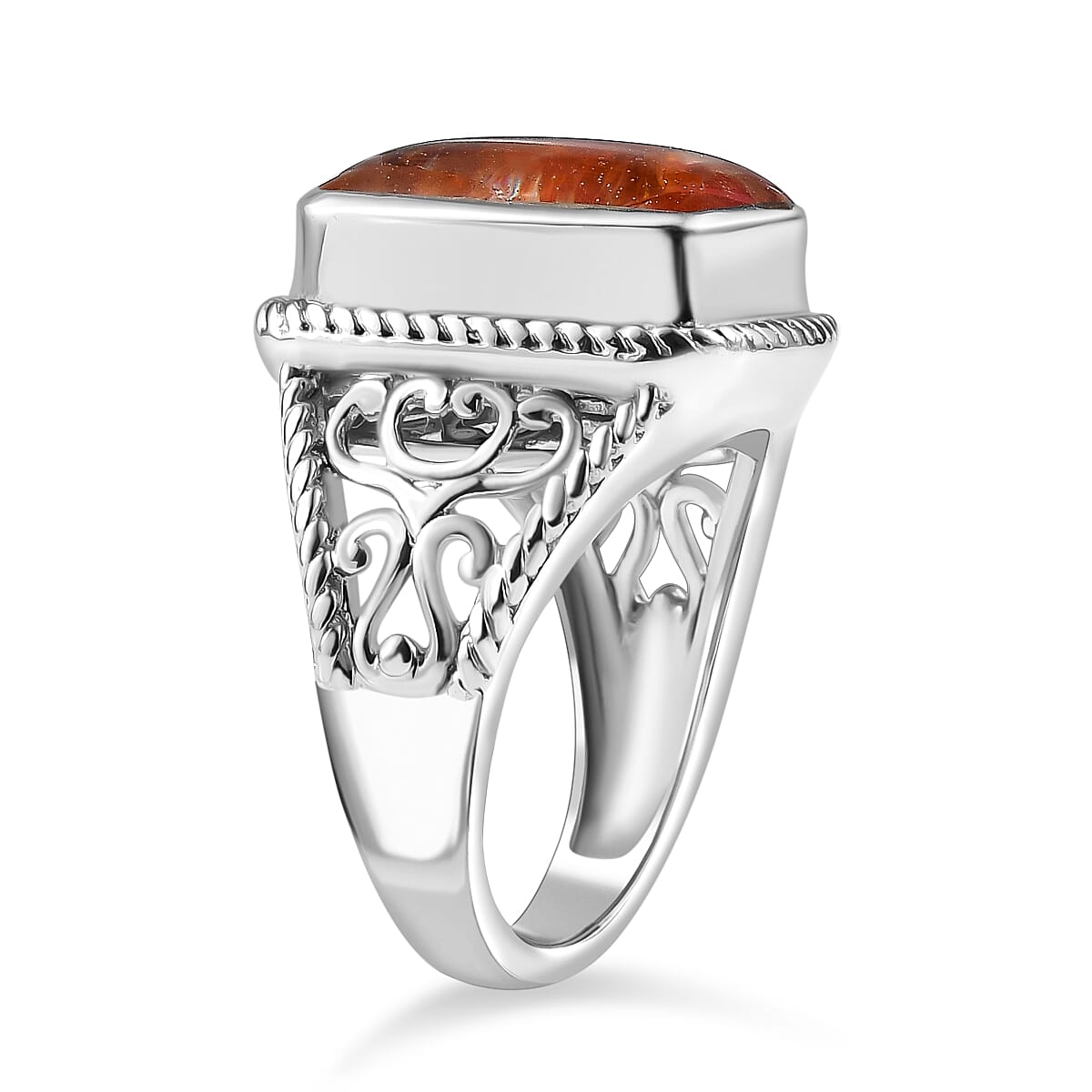Fire Opal Matrix Solitaire Ring 8.00 Ct.