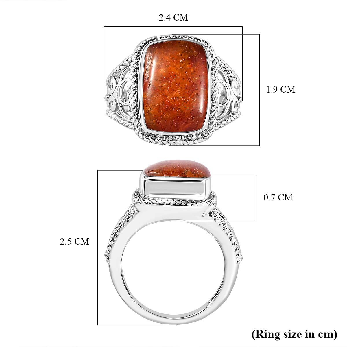 Fire Opal Matrix Solitaire Ring 8.00 Ct.