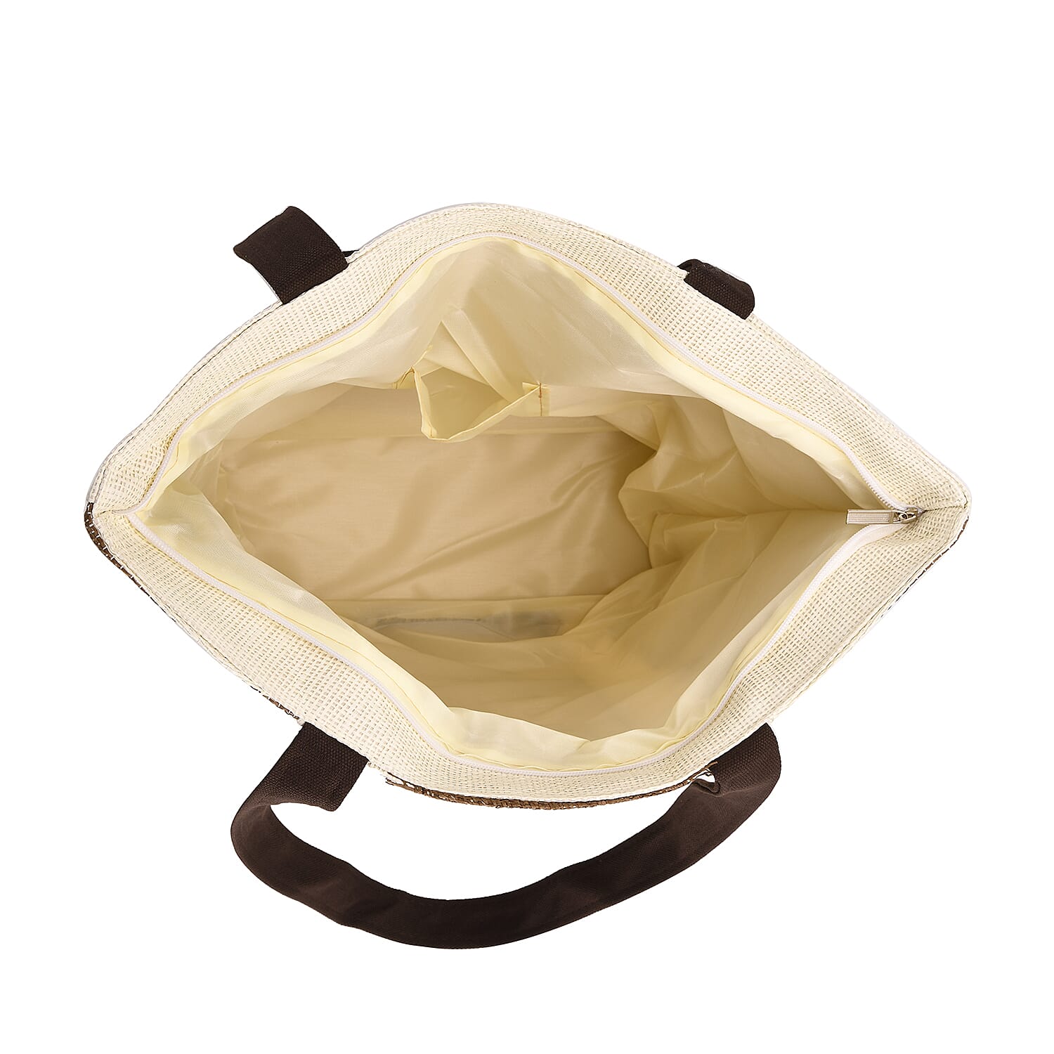 Fashionable Stripe Tote with 3D Floral Pattern - Brown Fashionable Stripe Tote with 3D Floral Pattern - Brown