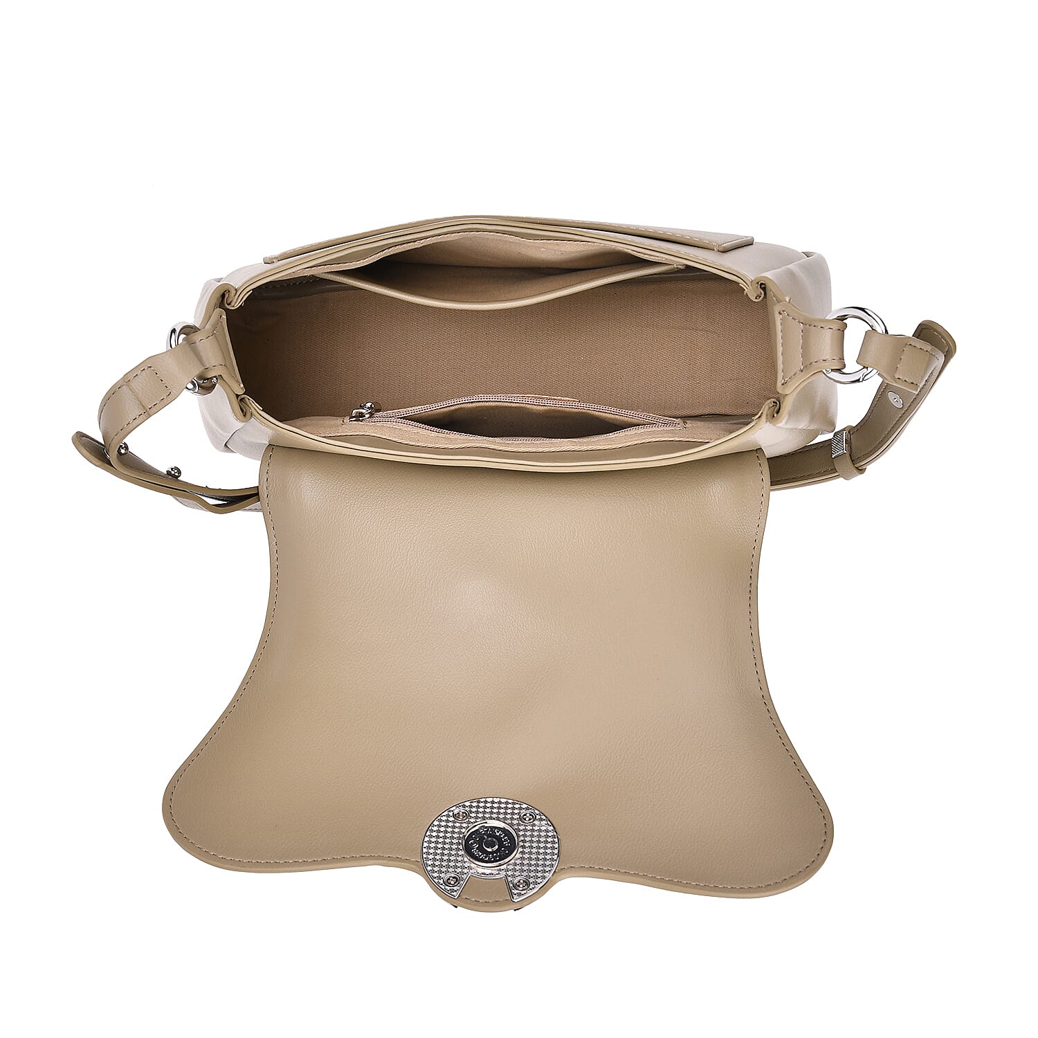 Genuine Leather Elegant Crossbody Bag - Khaki