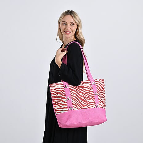 Fashionable Zebra Print Tote Bag - Pink