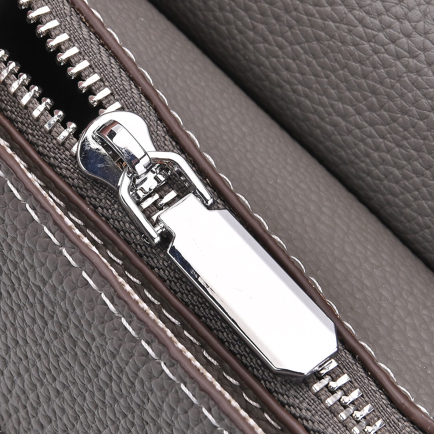 SUMPTUOUS QUALITY Stylish Two-Tone 100% Exquisite Genuine Leather Flap Crossbody with Brown Adjustable Strap - Dark Grey