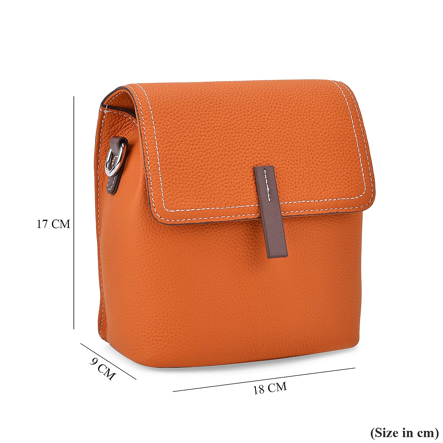 SUMPTUOUS QUALITY Stylish Two-Tone 100% Exquisite Genuine Leather Flap Crossbody with Brown Adjustable Strap - Amber