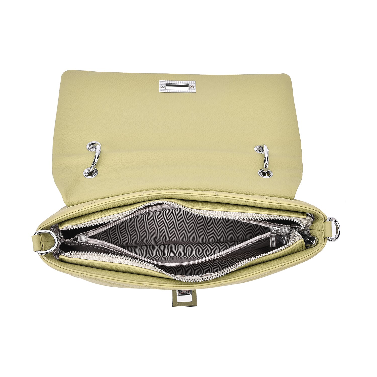 Elegant Genuine Leather Quilted Chevron Pattern Shoulder Bag with Chain Strap - Green Elegant Genuine Leather Quilted Chevron Pattern Shoulder Bag with Chain Strap - Green