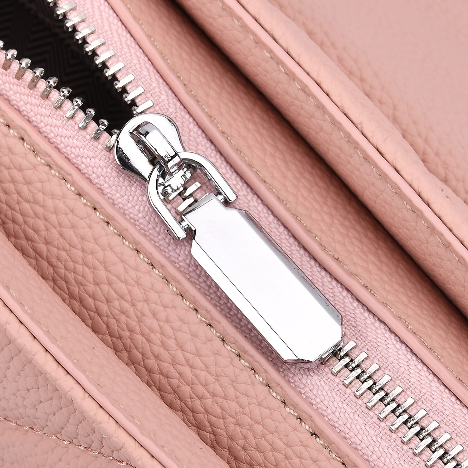 Elegant Genuine Leather Quilted Chevron Pattern Shoulder Bag with Chain Strap - Pink