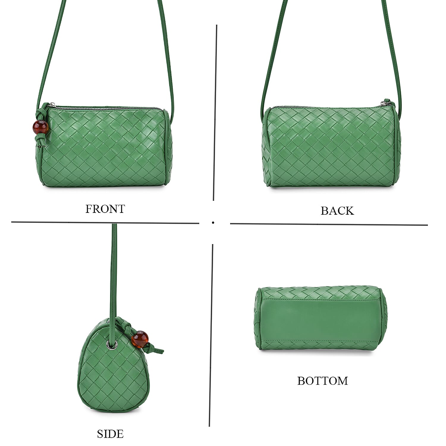 Set of 2 Woven Pattern Leatherette Crossbody Bags - Light Purple - Green