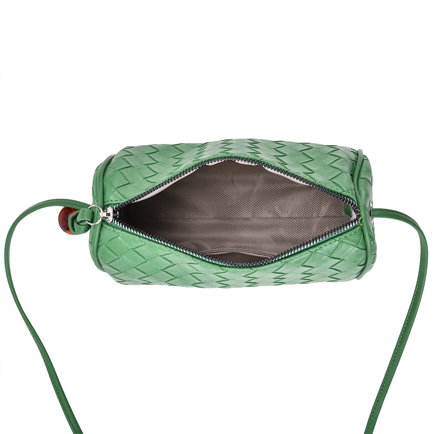 Set of 2 Woven Pattern Leatherette Crossbody Bags - Light Purple - Green