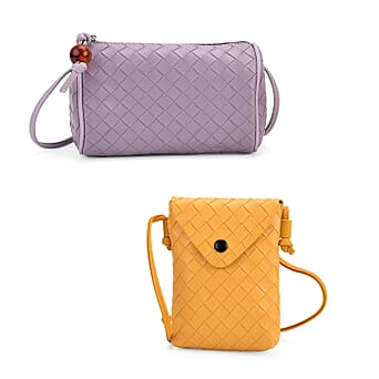 https://tjcuk.sirv.com/Products/80/3/8033643/Set-of-2-Woven-Pattern-Leatherette-Crossbody-Bags-Dark-Purple-Yellow_8033643.jpg?w=342&h=342