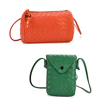 https://tjcuk.sirv.com/Products/80/3/8033644/Set-of-2-Woven-Pattern-Leatherette-Crossbody-Bags-Green-Orange_8033644.jpg?w=342&h=342