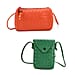 Set of 2 Woven Pattern Leatherette Crossbody Bags - Green - Orange