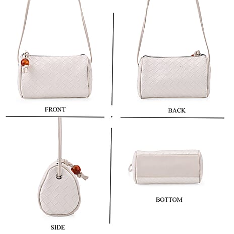 Set of 2 Womens Quilted Mini Handbag - Light Cream - Silver