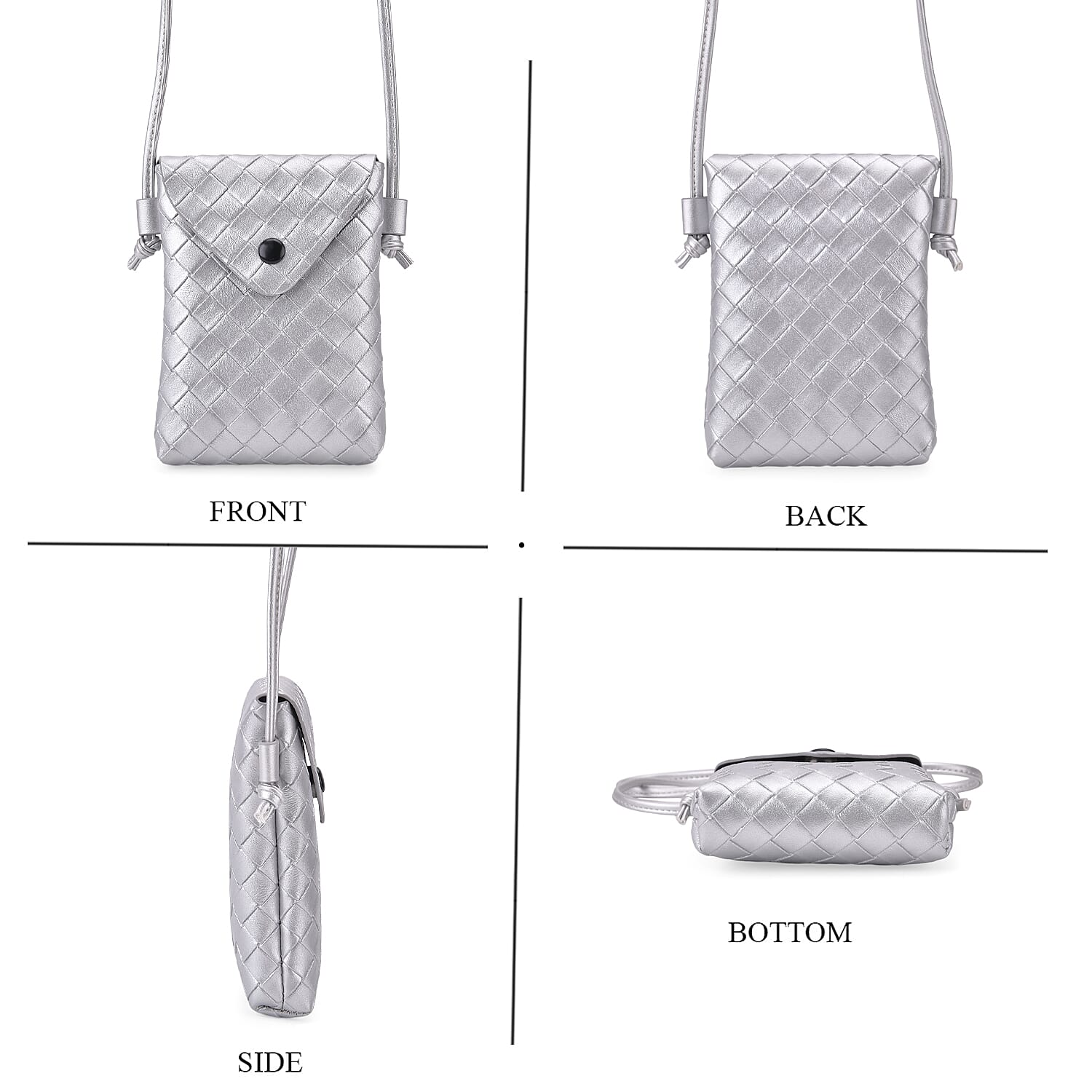 Set of 2 Womens Quilted Mini Handbag - Light Cream - Silver