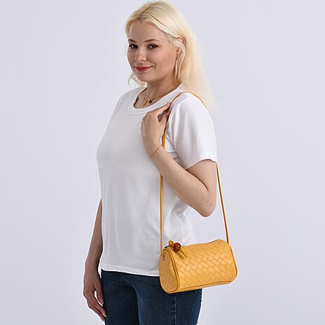 Set of 2 Womens Quilted Mini Handbag - Yellow - Navy