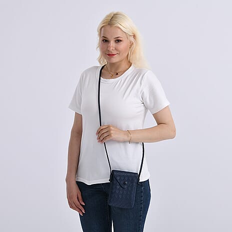 Set of 2 Womens Quilted Mini Handbag - Yellow - Navy