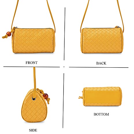 Set of 2 Womens Quilted Mini Handbag - Yellow - Navy