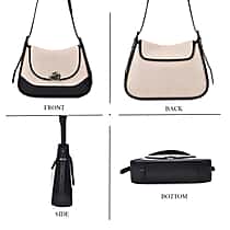 Genuine Leather Shoulder Bag with Adjustable Strap - Black