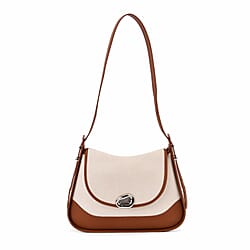 Genuine Leather Shoulder Bag with Adjustable Strap - Black