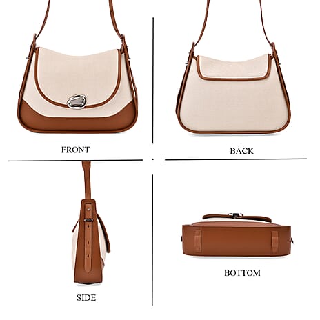 Genuine Leather Shoulder Bag -  Tan
