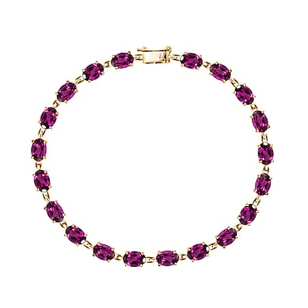 9K Yellow Gold AAA Radiant Ember Garnet Bracelet (Size - 7) 12.98 Ct