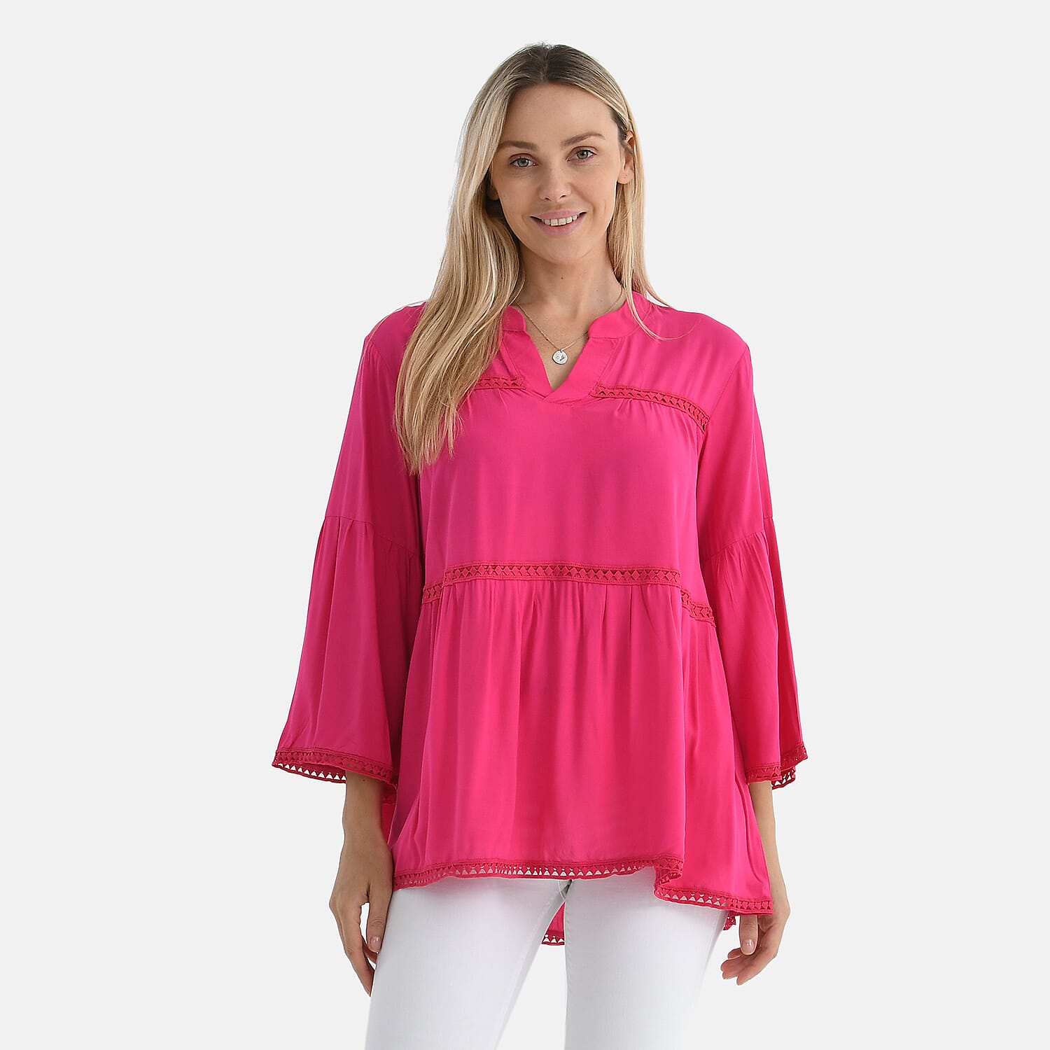 Maisi-Solid-Blouse-Size-One-Size-Hot-Pink-Blue
