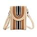 Bohemian Style Casual Summer Straw Crossbody Phone Bag with Striped Pattern - Beige & Khaki