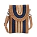 Bohemian Style Casual Summer Straw Crossbody Phone Bag with Striped Pattern - Beige & Khaki