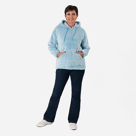 La Marey Fleece Pullover Hoodie (Size L) - Sky Blue