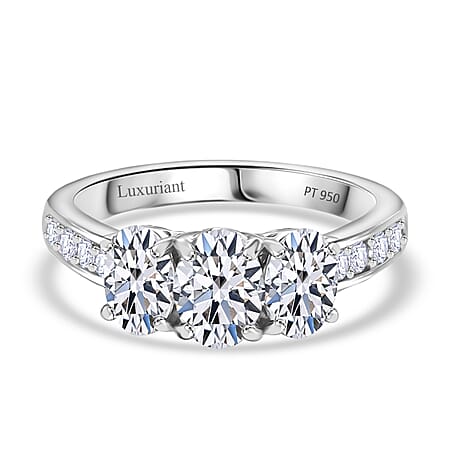 LUXURIANT 2 Ct. Lab Grown Diamond Trilogy Ring in 950 Platinum, SGL Certified