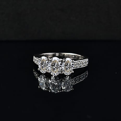 Luxuriant Diamond - 950 Platinum SGL Certified Lab Grown Diamond (VS-E-F) Trilogy Ring 2.00 Ct, Platinum Wt. 6.00 Gms.