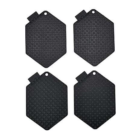 Set of 4 Heat-Resistant Silicone Pot Holders - Black
