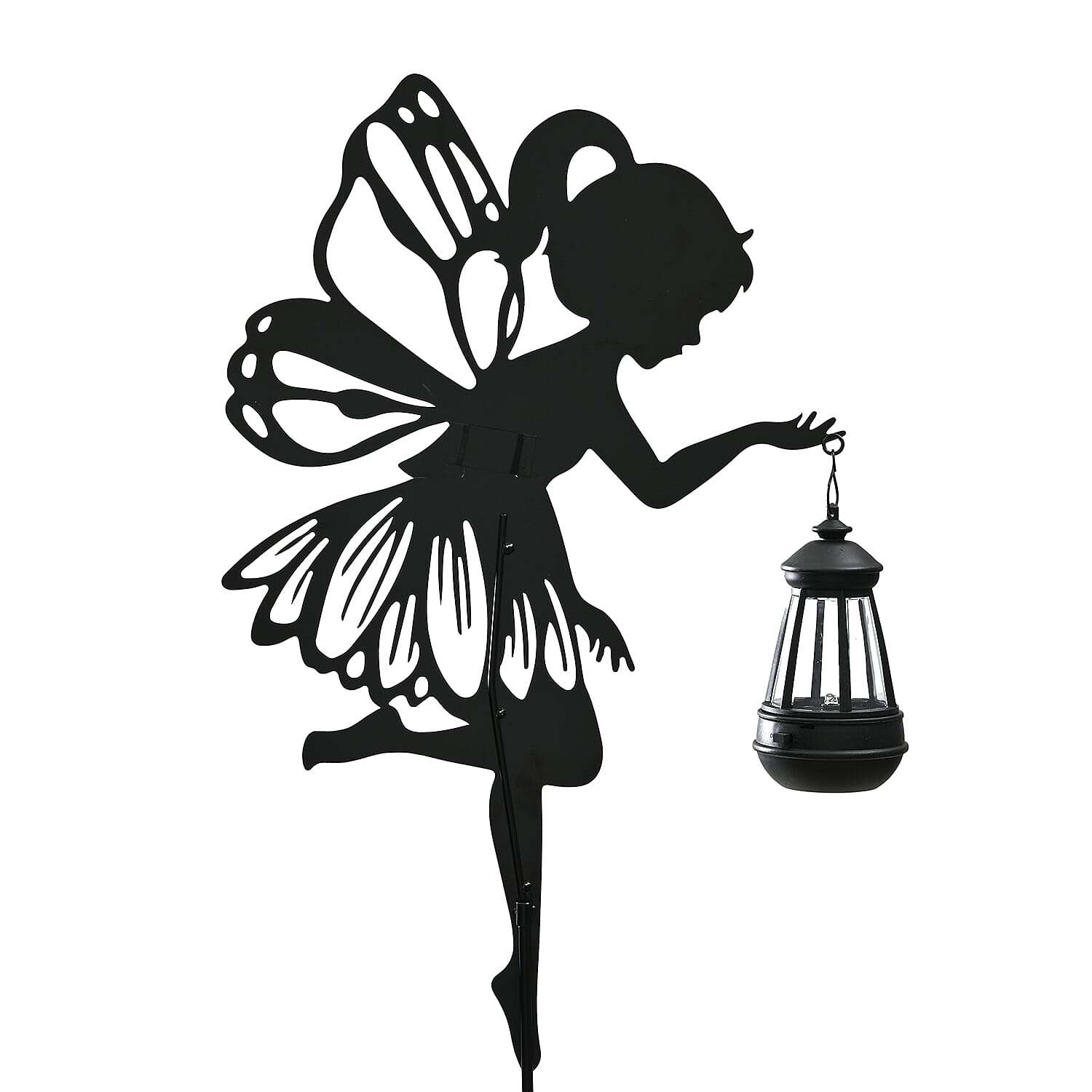 Decorative Solar Powered Angel Garden Decor Warm & White Light - Black