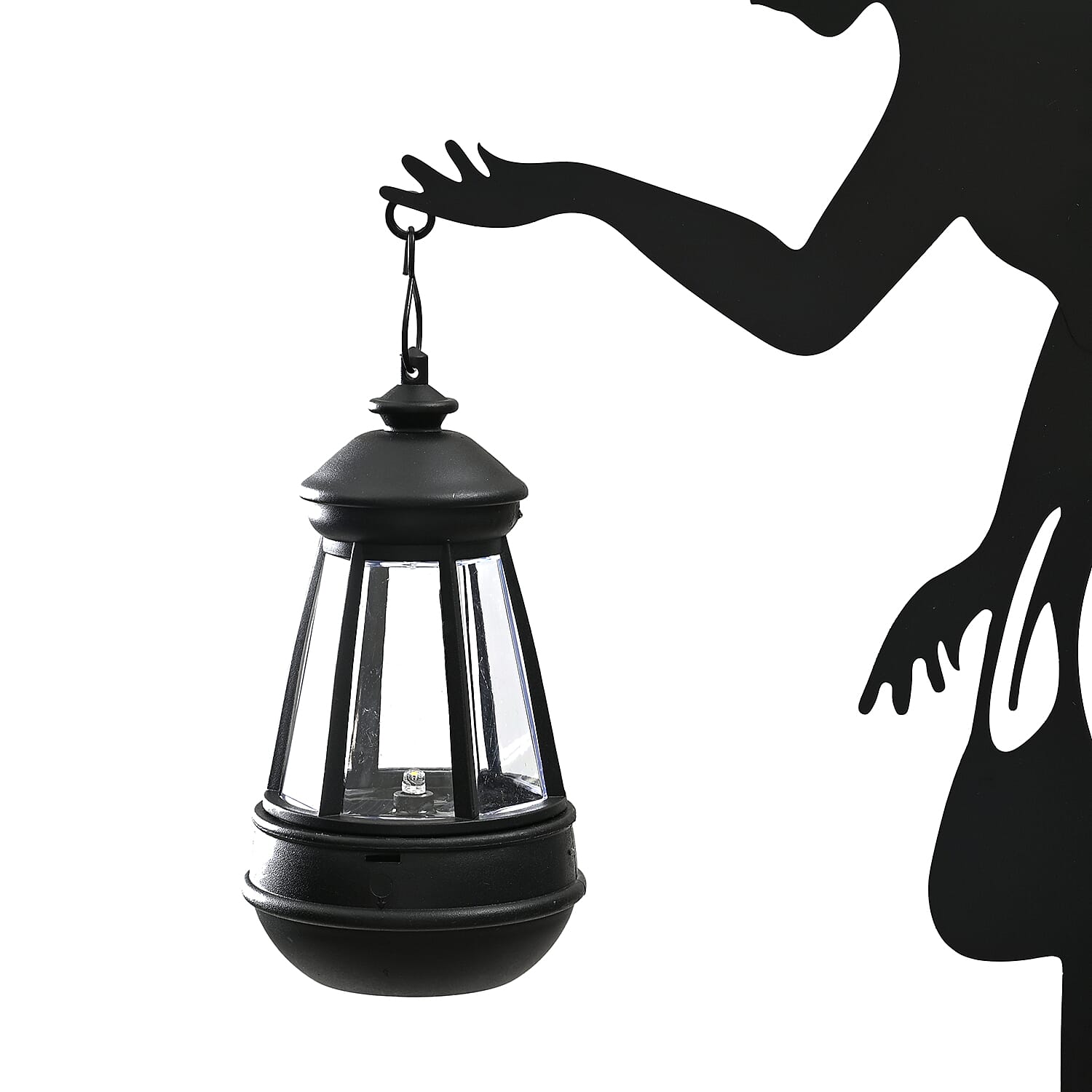 Decorative Solar Powered Angel Garden Decor Warm & White Light - Black