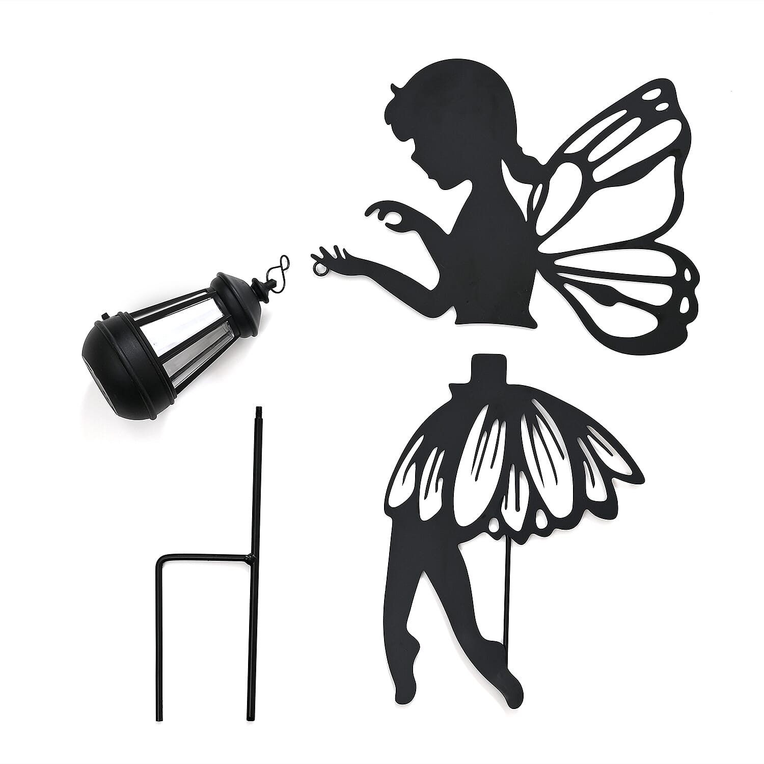 Decorative Solar Powered Angel Garden Decor Warm & White Light - Black Pony Tail