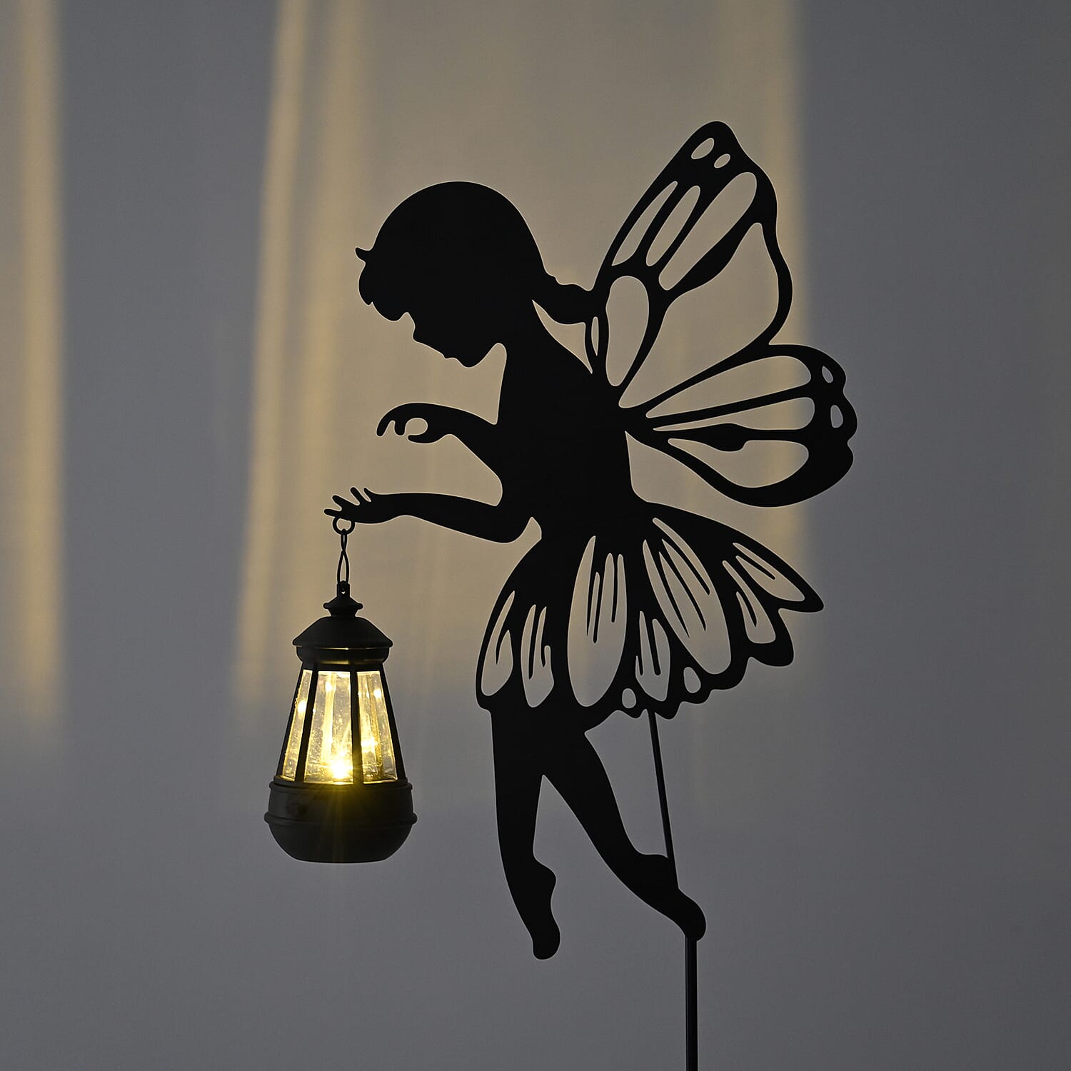 Decorative Solar Powered Angel Garden Decor Warm & White Light - Black Pony Tail