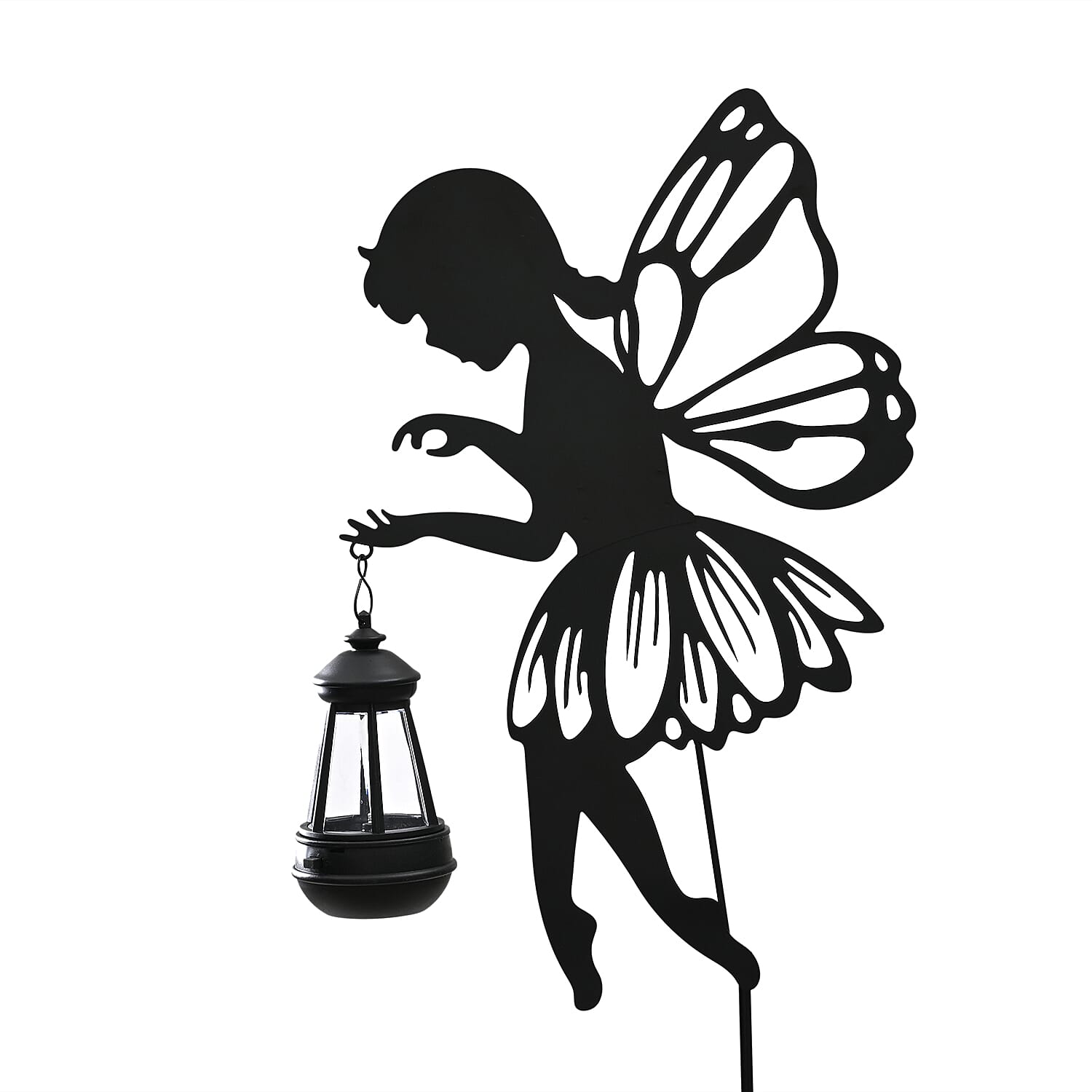 Decorative Solar Powered Angel Garden Decor Warm & White Light - Black Pony Tail