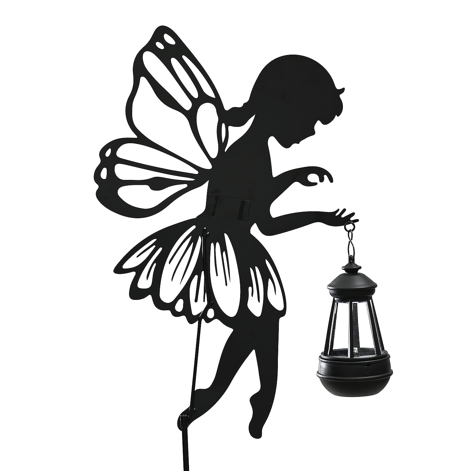 Decorative Solar Powered Angel Garden Decor Warm & White Light - Black Pony Tail