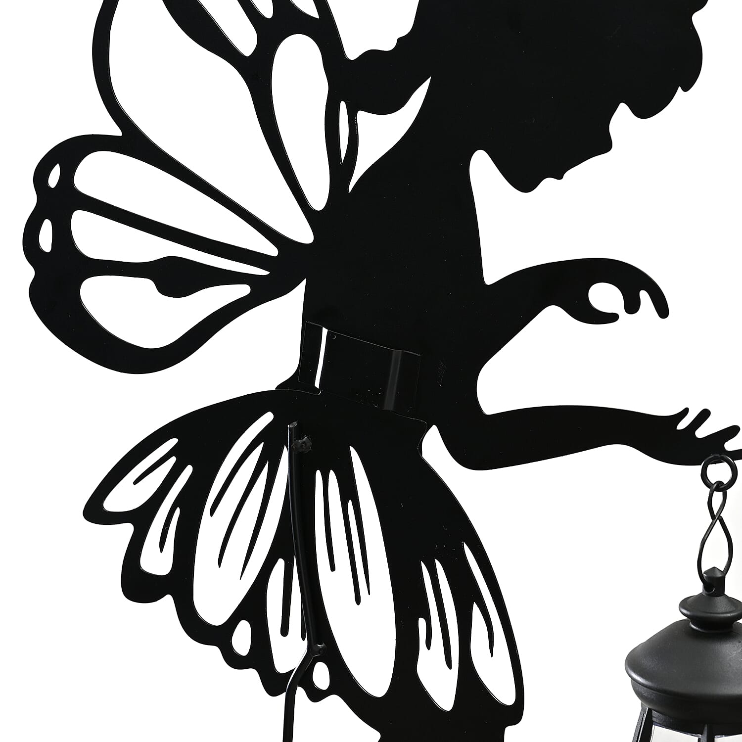 Decorative Solar Powered Angel Garden Decor Warm & White Light - Black Pony Tail