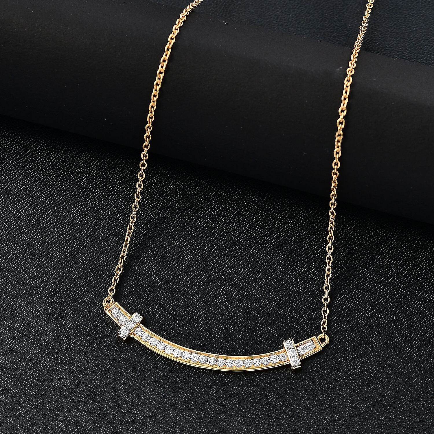 Moissanite Necklace (Size - 20) in 18K Vermeil Yellow Gold Plated Sterling Silver 0.56 Ct. Moissanite Necklace (Size - 20) in 18K Vermeil Yellow Gold Plated Sterling Silver 0.56 Ct.