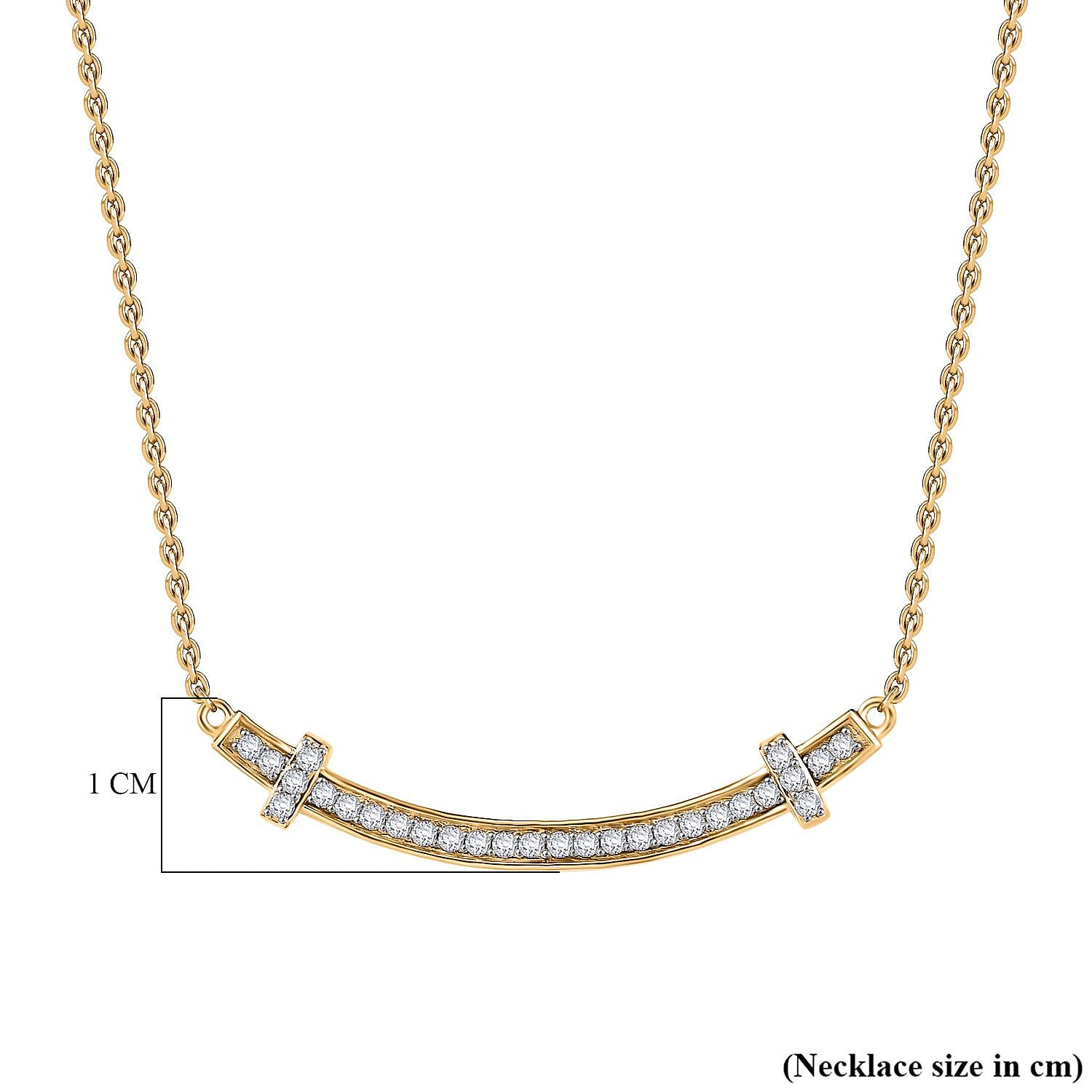 White Zircon Necklace (Size - 20) in 18K Vermeil Yellow Gold Plated Sterling Silver 0.56 Ct.