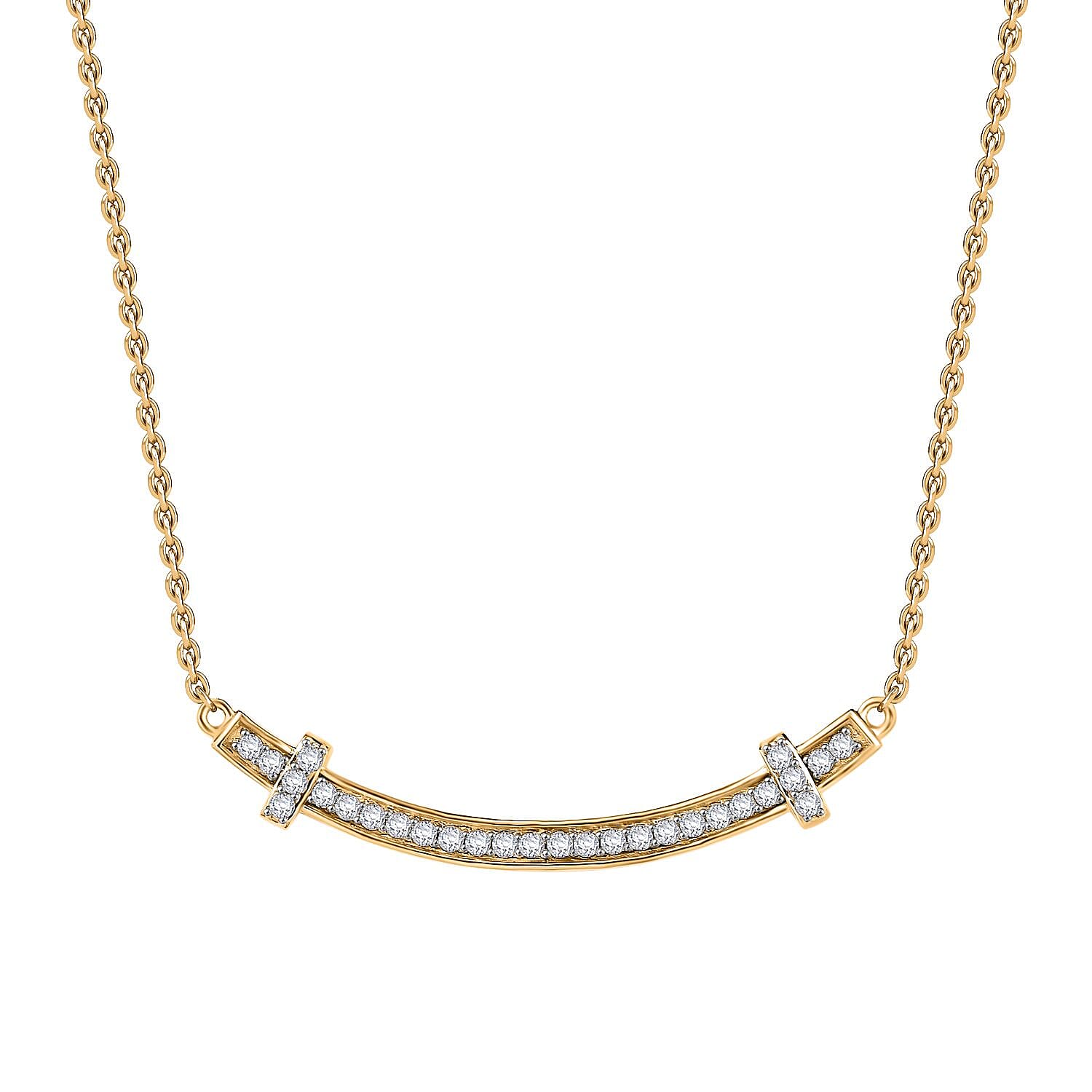 White Zircon Necklace (Size - 20) in 18K Vermeil Yellow Gold Plated Sterling Silver 0.56 Ct.