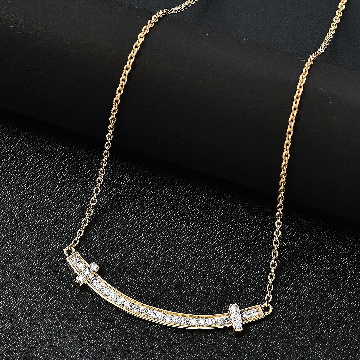 White Zircon Necklace (Size - 20) in 18K Vermeil Yellow Gold Plated Sterling Silver 0.56 Ct.