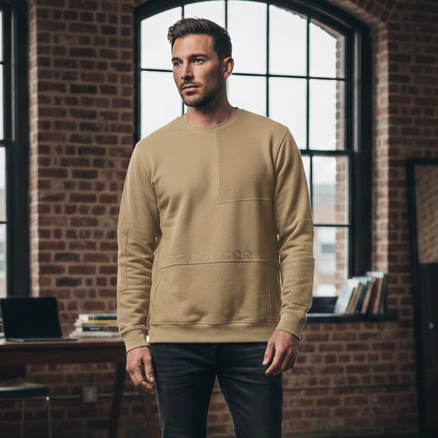 Mens Cotton Sweatshirt (Size - L) - Sand