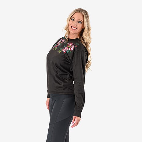 Cotton Knitted Sweat Shirt (Size - XS) - Black