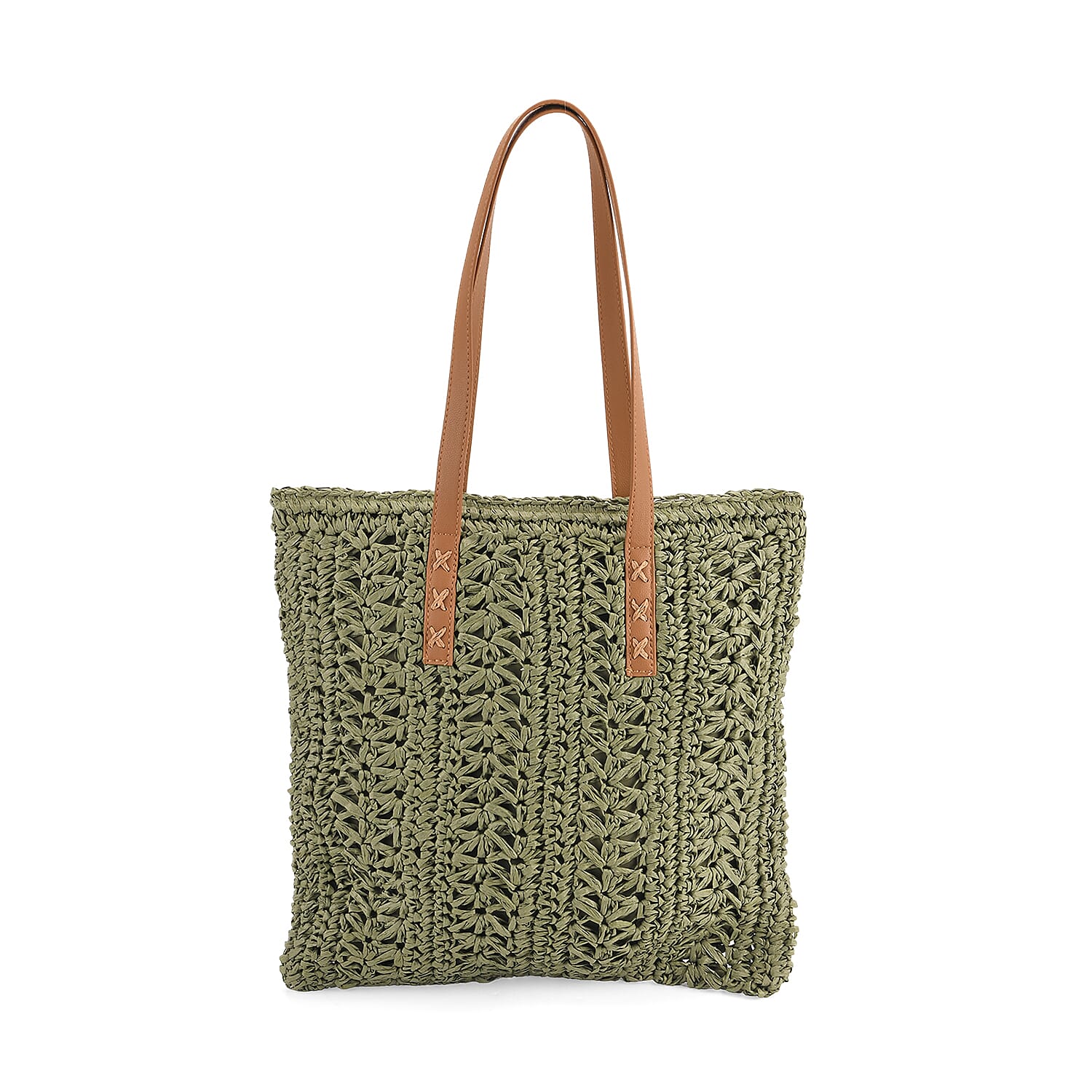Patterned-Tote-Bag-Size-36x38x1-cm-Green-Khaki