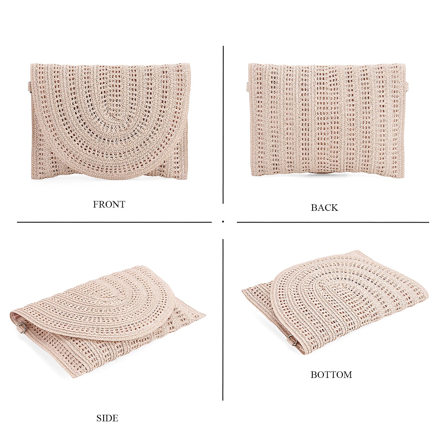 Bohemian Style Woven Clutch with Long Adjustable Strap - Pink