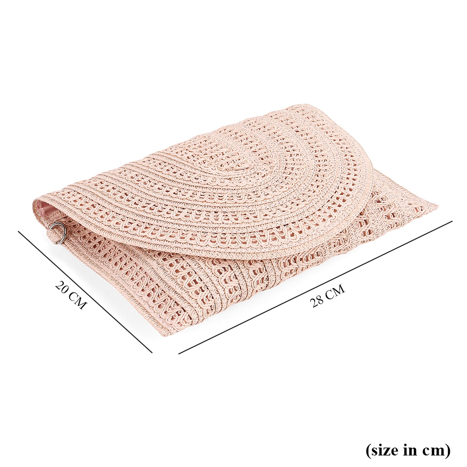 Bohemian Style Woven Clutch with Long Adjustable Strap - Pink